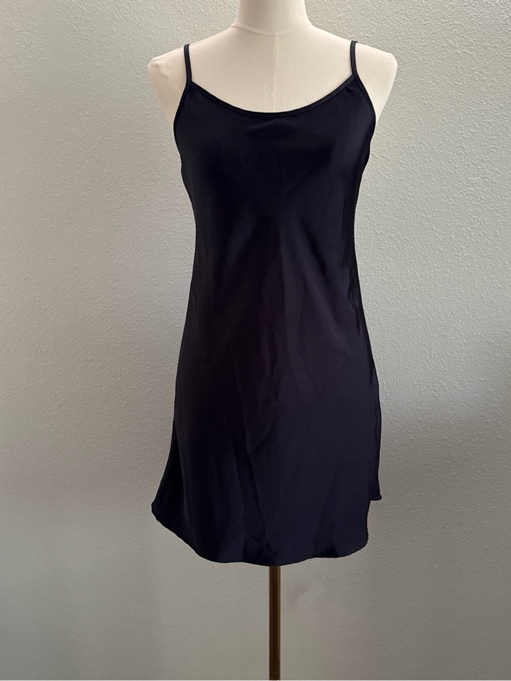 Brandy Melville Navy Satin Slip Dress Mini Y2K Spaghetti Strap One Size